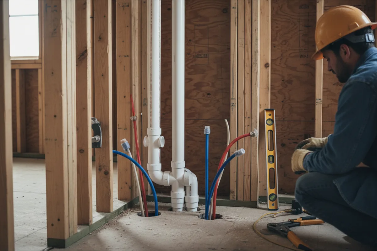 Drain and supply rough-in during Toilet Repair and Installation in Roland